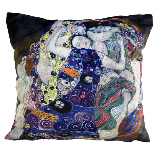 The Maiden by Gustav Klimt Velvet Throw Pillow, Cushion Cover, Sizes: 50x50cm/60x60cm, Made in Cape Town, South Africa, Hand-made,