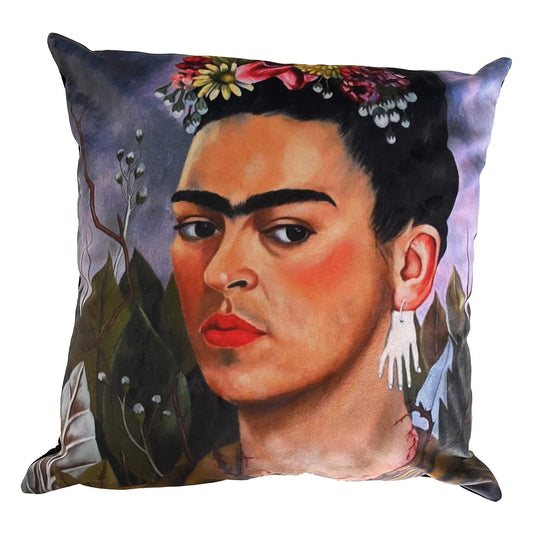 Dedicated to Dr Eloesser by Frida Kahlo Velvet Throw Pillow, Cushion Cover. Hand-Made in Cape Town, South Africa. Available in sizes 50x50cm and 60x60cm