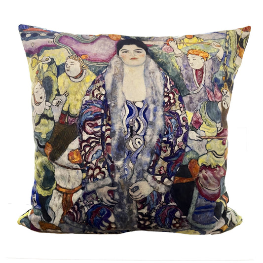 Frederika Maria by Gustav Klimt Velvet Throw Pillow, Cushion Cover, Sizes: 50x50cm/60x60cm, Made in Cape Town, South Africa, Hand-made,