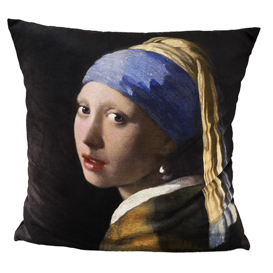 Girl with a Pearl Earing by Johannes Vermeer Velvet Throw Pillow, Cushion Cover, Sizes: 50x50cm/60x60cm, Made in Cape Town, South Africa, Hand-made,