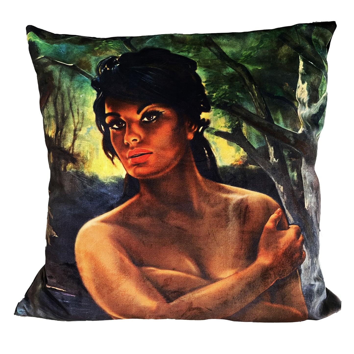 The Nymph by JH Lynch Velvet Throw Pillow, Cushion Cover, Sizes: 50x50cm/60x60cm, Made in Cape Town, South Africa, Hand-made,